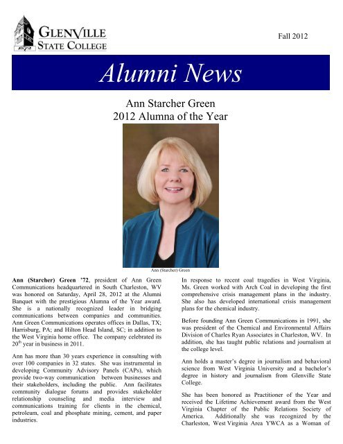 Fall 2012 Alumni News - Glenville State College
