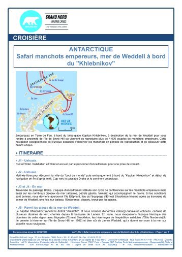 CROISIÈRE ANTARCTIQUE Safari manchots empereurs, mer de ...