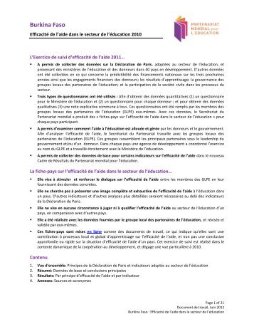 Burkina Faso - Global Partnership for Education