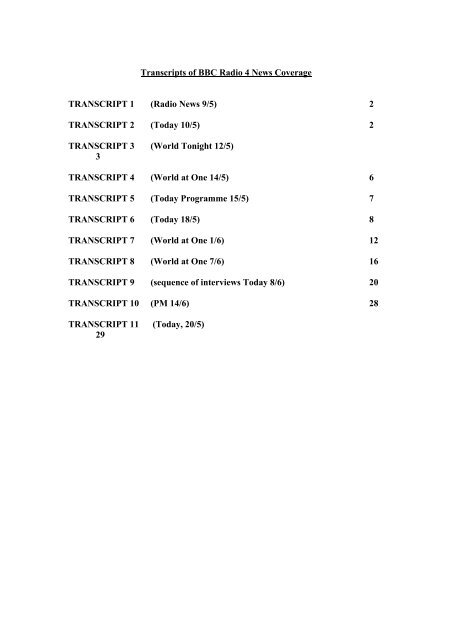 Transcripts of BBC Radio 4 News Coverage ... - Global Britain