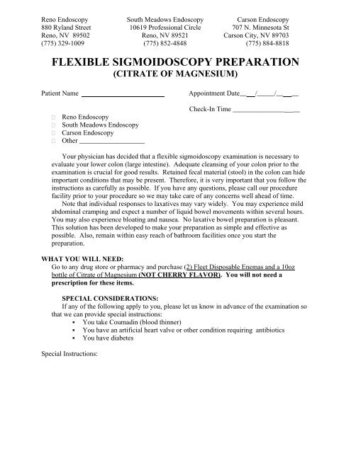 FLEXIBLE SIGMOIDOSCOPY PREPARATION