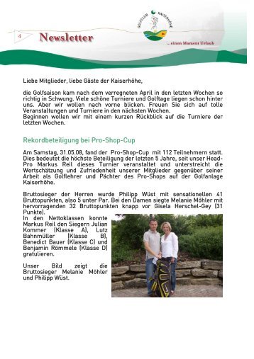 Newsletter 4/08 - Golfclub Kaiserhöhe