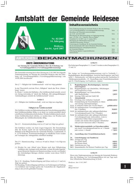 Amtsblatt der Gemeinde Heidesee AMTLICHES