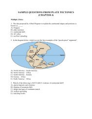 sample questions from plate tectonics (chapter 4)