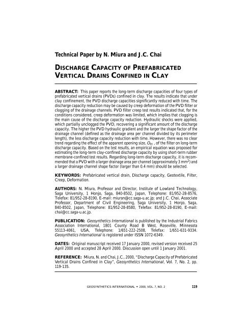 discharge capacity of prefabricated vertical drains confined in clay