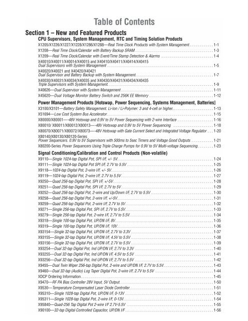 Table of Contents Section 1 – New and Featured Products