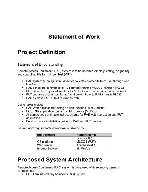 Statement of Work Project Definition Proposed System ... - GetACoder