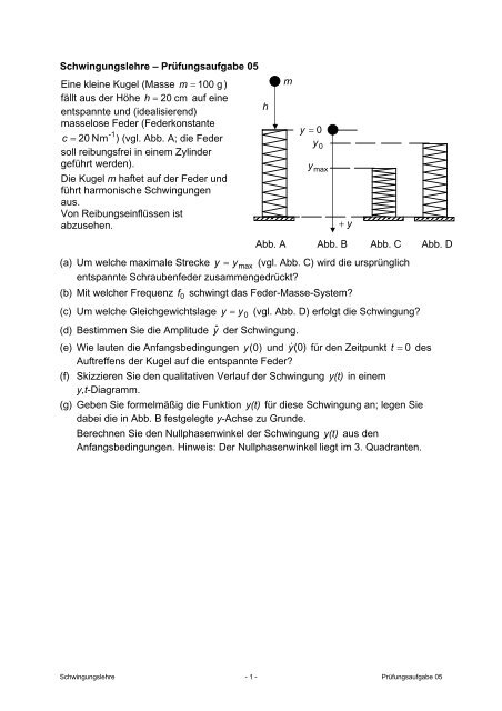 Schwingungslehre-Prüfungsaufgaben - gilligan-online