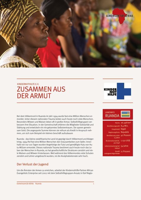 kindernothilfe e.v. - zusammen aus der armut - Gemeinsam für Afrika