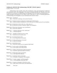 Syllabus for Sedimentology and Stratigraphy Spring 2005, SUNY ...