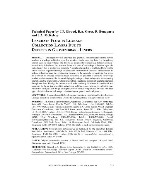 leachate flow in leakage collection layers due to defects in ...