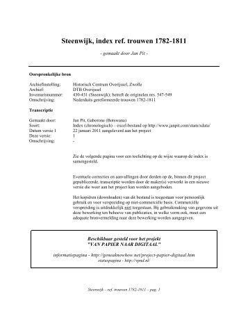 Steenwijk, index ref. trouwen 1782-1811 - Geneaknowhow.net