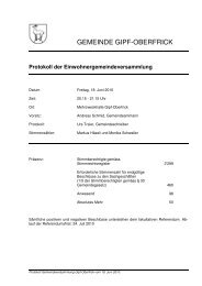 Protokoll der Einwohnergemeindeversammlung - Gemeinde Gipf ...