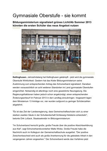 Gymnasiale Oberstufe - sie kommt - GMS-Kellinghusen