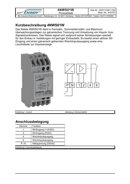 Kurzbeschreibung 4NWS01W - Baer Gmbh