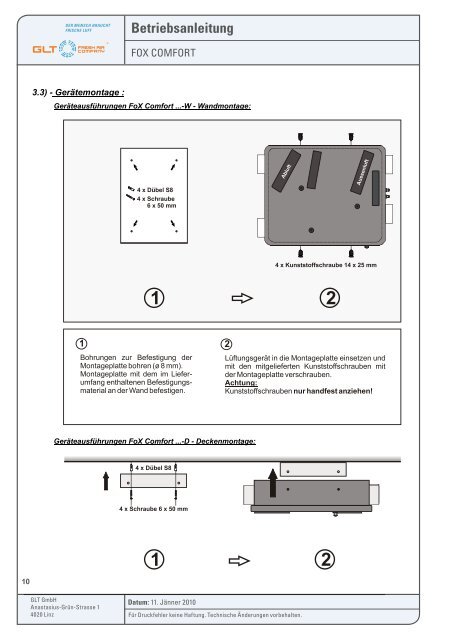 Betriebsanleitung FoX Comfort - GLT Austria