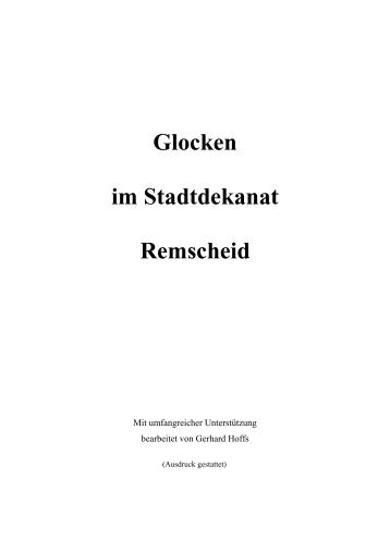 Glocken im Dekanat Remscheid - Glockenbücher des Erzbistums Köln