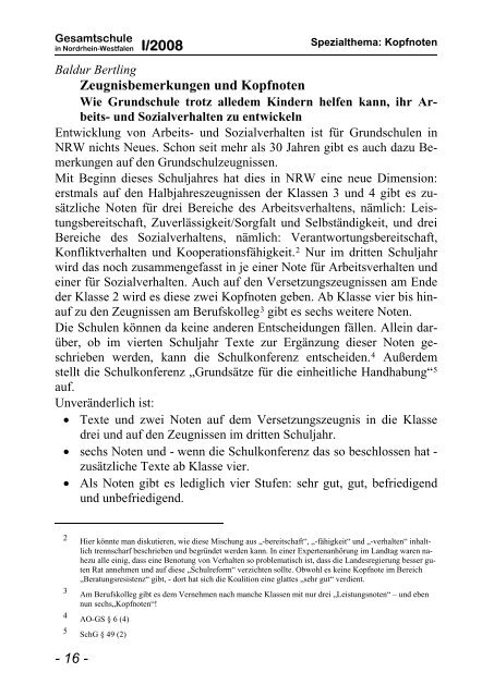 16 - Zeugnisbemerkungen und Kopfnoten