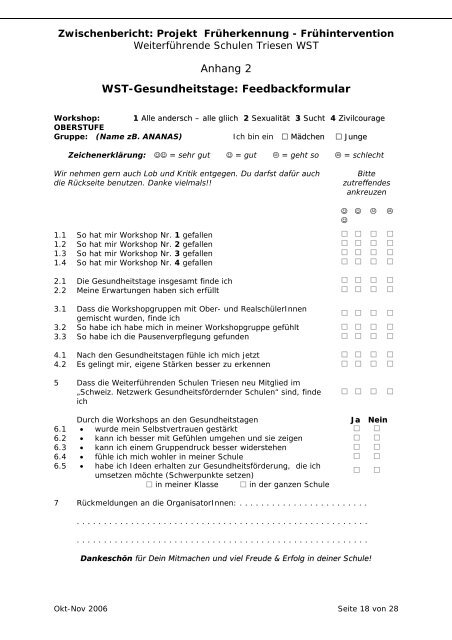 Weiterführende Schulen Triesen WST - Gesunde Schulen