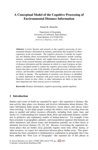 A Conceptual Model of the Cognitive Processing of Environmental ...