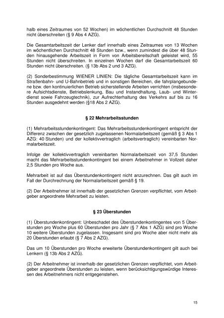 Kollektivvertrag der Wiener Stadtwerke in der Fassung der 13 ... - FSG