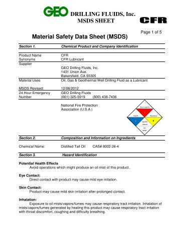 MSDS - GEO Drilling Fluids, Inc.