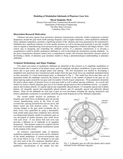 Modeling of Modulation Sidebands of Planetary Gear Sets Murat ...