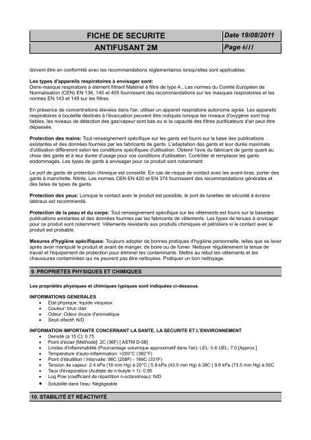 FICHE DE SECURITE ANTIFUSANT 2M - Gerstaecker