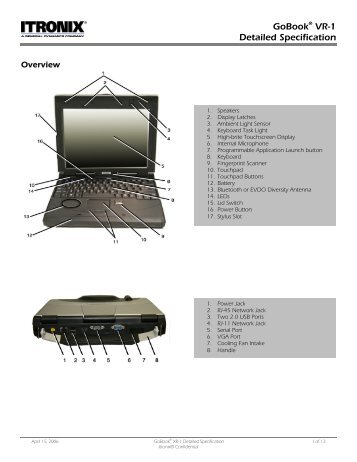 GoBook® VR-1 Detailed Specification - General Dynamics Itronix