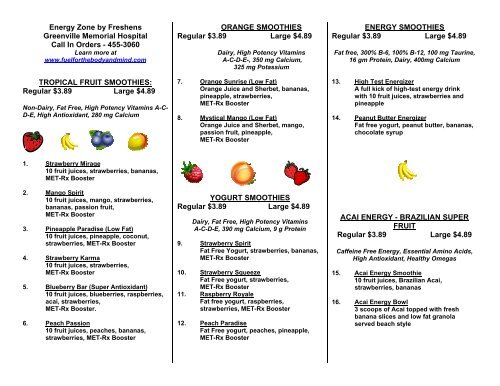 tropical fruit smoothies - Greenville Hospital System