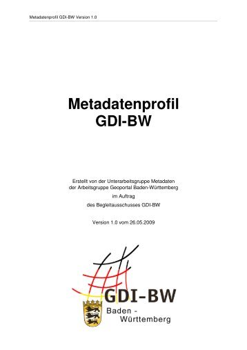 Metadatenprofil GDI-BW Version 1.0 - Geoportal Baden-Württemberg