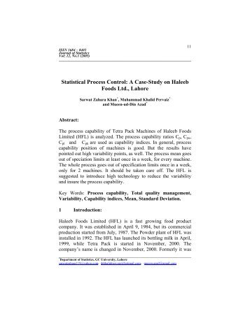 Statistical Process Control: A Case-Study on Haleeb Foods Ltd ...