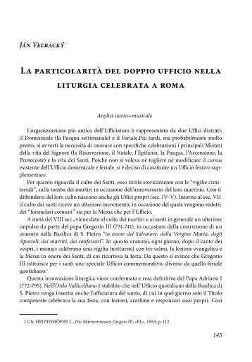 la particolarità del doppio ufficio nella liturgia celebrata a roma