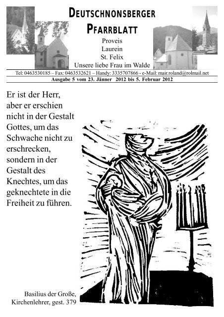 deutschnonsberger pfarrblatt - Gemeinde Unsere liebe Frau im ...