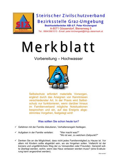 Merkblatt Verhaltensregeln Hochwasser