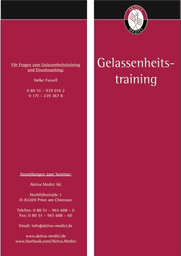 Flyer Gelassenheitstraining - Gelassenheitstraining mit Helke Fussell