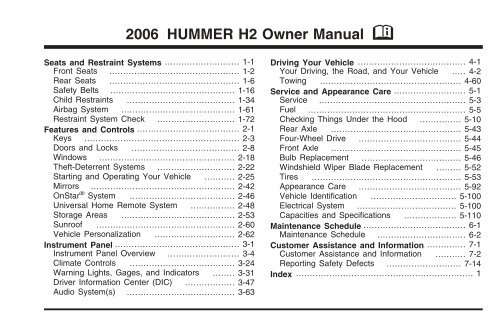 2006 HUMMER H2 Owner Manual - GM Canada