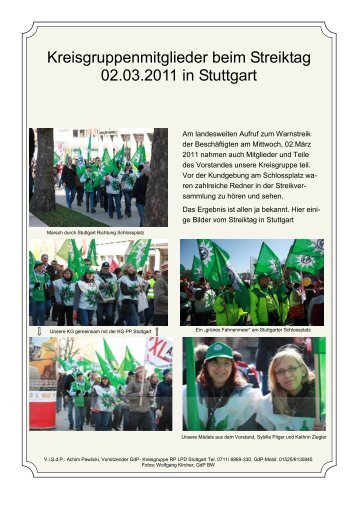 Kreisgruppenmitglieder beim Streiktag 02.03.2011 in Stuttgart