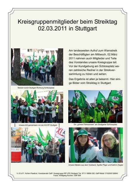 Kreisgruppenmitglieder beim Streiktag 02.03.2011 in Stuttgart