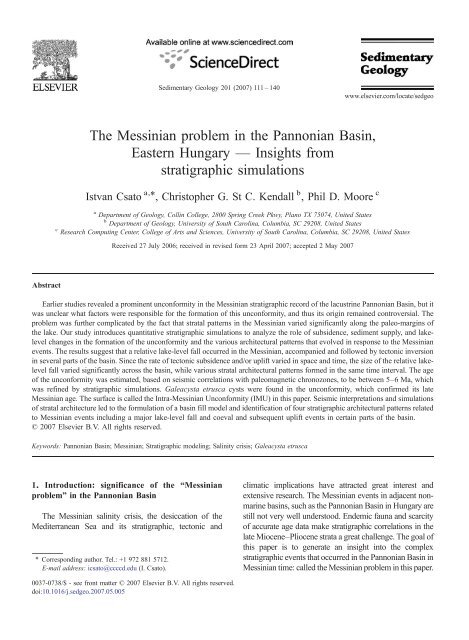 The Messinian problem in the Pannonian Basin ... - geo.edu.ro