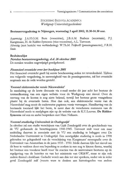 Jaargang / Année 8, 2002, nr. 1 - Gewina