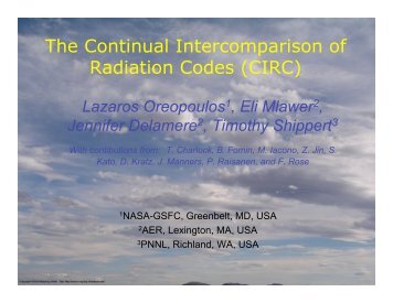 The Continual Intercomparison of Radiation Codes (CIRC) - GEWEX