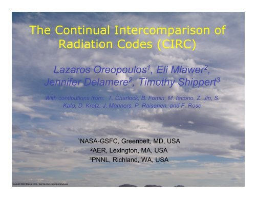 The Continual Intercomparison of Radiation Codes (CIRC) - GEWEX