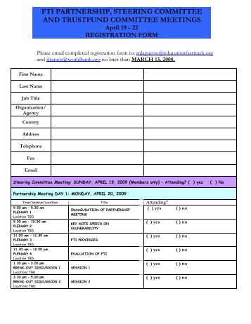 DRAFT AGENDA FOR THE FTI TECHNICAL MEETING - Global ...