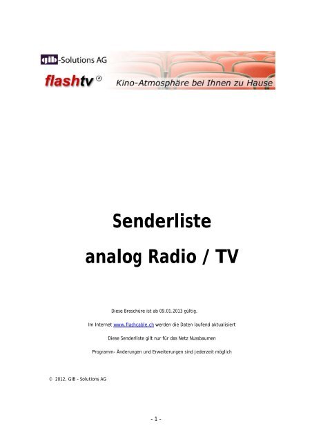Senderliste analog Radio / TV - GIB-Solutions
