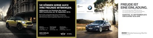 Freude is eine einladung. - BMW Niederlassung Berlin