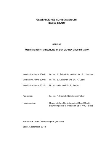 Bericht für die Jahre 2008-10 - Gerichte - Basel-Stadt