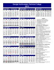 Academic Calendar 2013 - Georgia Northwestern Technical College