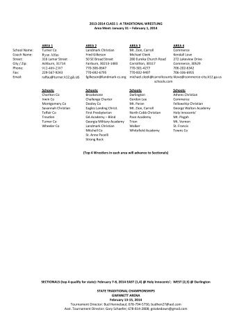 Wrestling Areas for 2013-2014 - Traditional