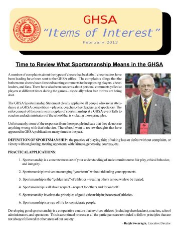 GHSA “Items of Interest” - Georgia High School Association